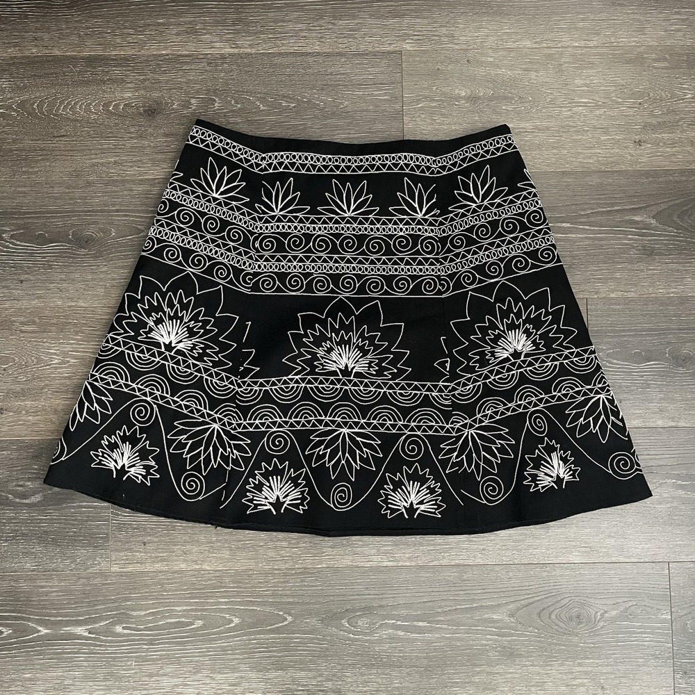 Vintage Talbots Skirt Womens 18 Black White Boho‎ Embroidered Coquette NWOT Goth